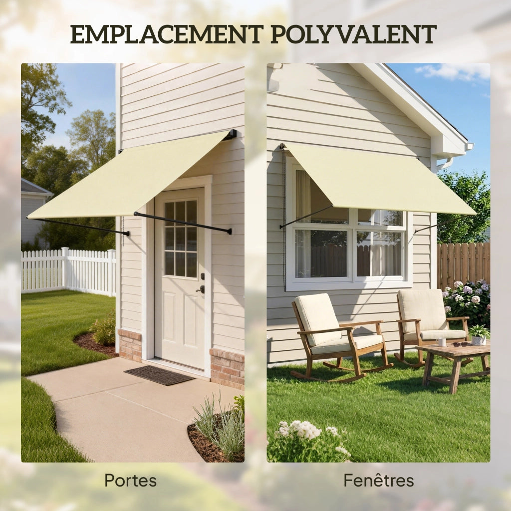 Tenda da sole retrattile manuale ¨C zephmum ¨C 150x116 cm crema alluminio poliestere