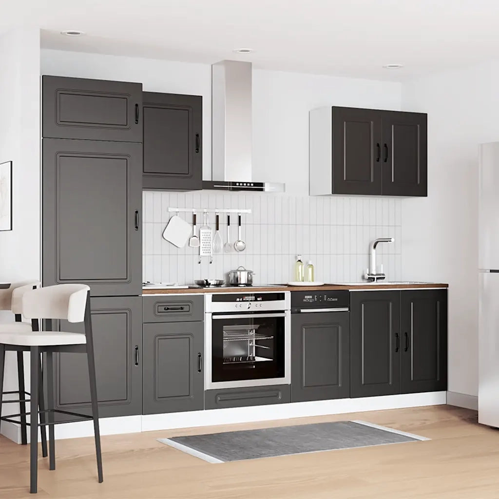 Set Mobili da Cucina 7 pz Kalmar Neri Legno Multistrato 3314762