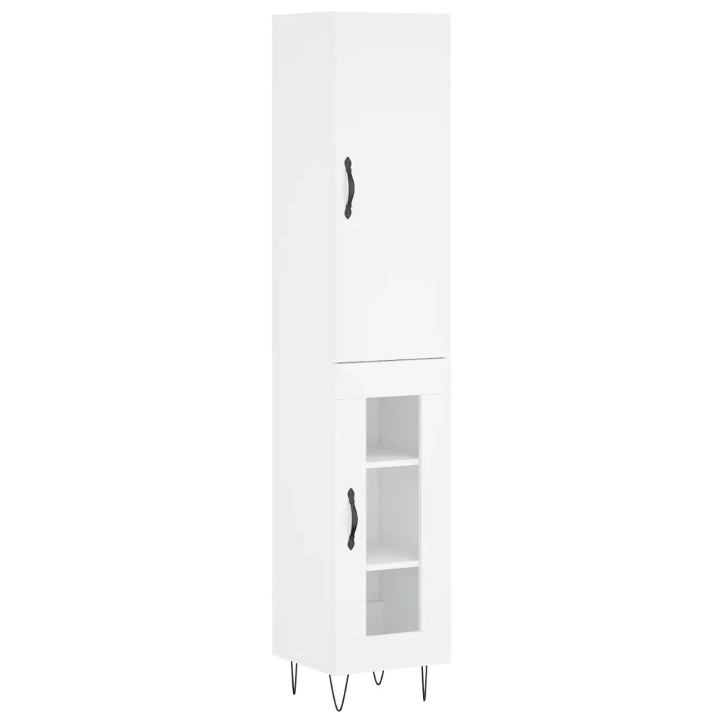 Credenza-Buffet-Armadio da cucina Bianca 34,5x34x180 cm in Legno Multistrato 162302