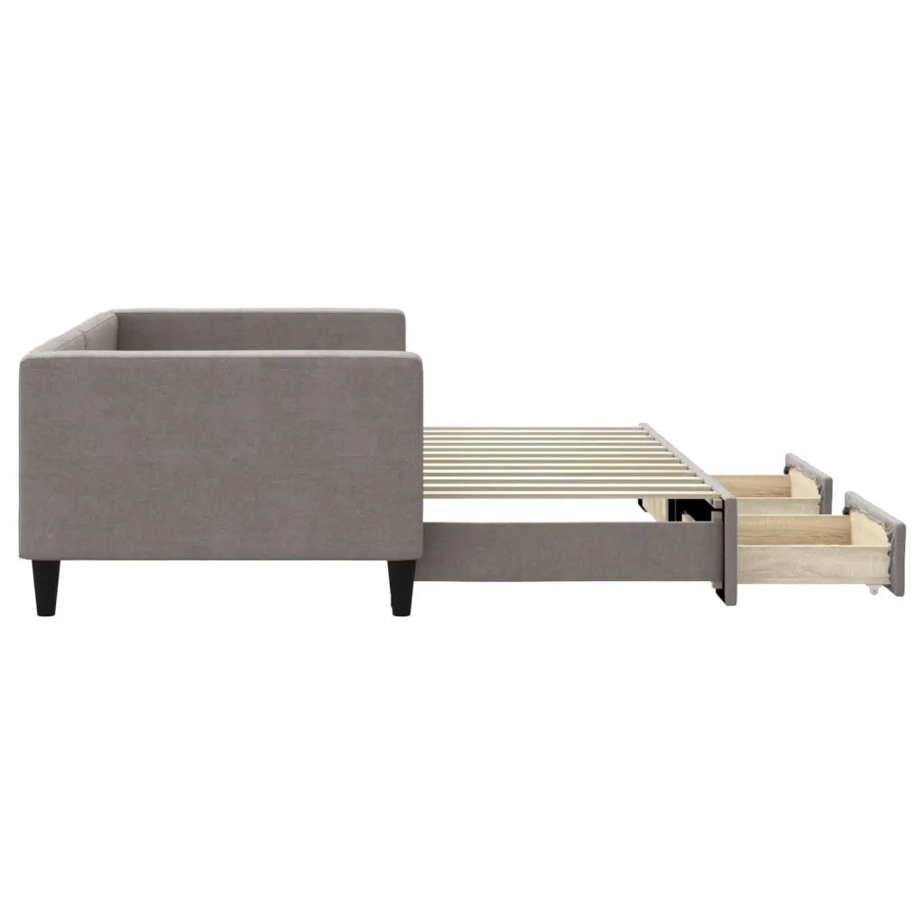 Divano Letto Estraibile con Cassetti Tortora 90x200 cm Tessuto 3196617
