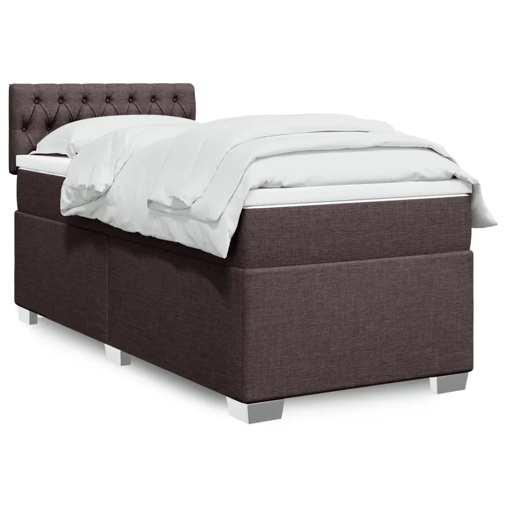 vidaXL Giroletto a Molle con Materasso Marrone Scuro 90x200 cm Tessuto