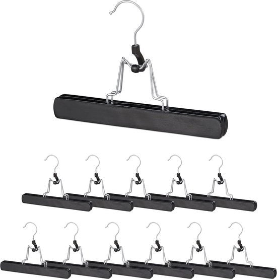 12 pezzi di appendiabiti in legno - gru con hilo completamente rotativo - Dimensioni: 17 x 25 x 2,3 cm - colore nero