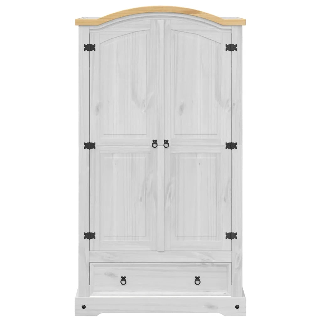 Armadio Corona Bianco 102x52x186 cm in Legno Massello di Pino 4012157