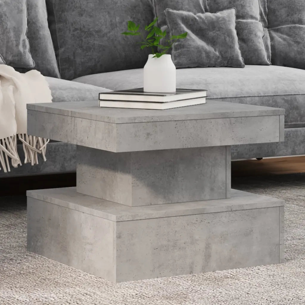 Tavolino da salotto | Tavolino da caff¨¨ | Tavolino da Soggiorno con Luci LED Grigio Cemento 50x50x40 cm