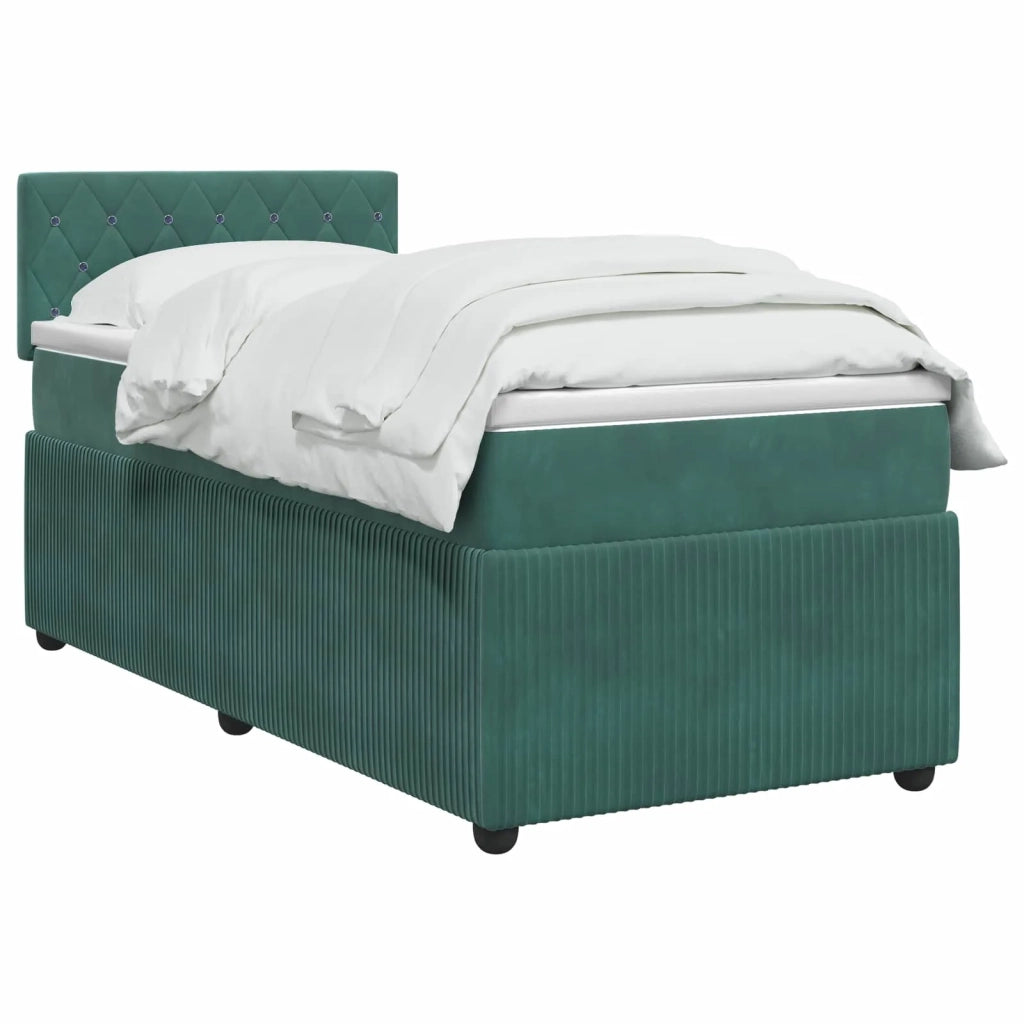 Letto box spring con materasso Verde Scuro 100 x 200 cm Velluto 3451616