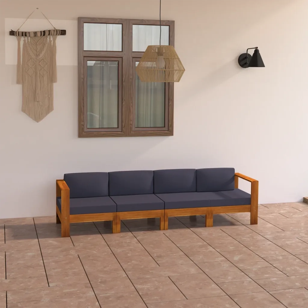 Divano da Giardino 4 Posti Cuscini Grigio Scuro Legno di Acacia 3057947