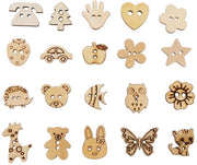 Punti decorativi in legno 200 pezzi - Animali cartoon variopinti - Punti decorativi - Punti in legno naturali - Accessori DIY - Resistenti e duraturi