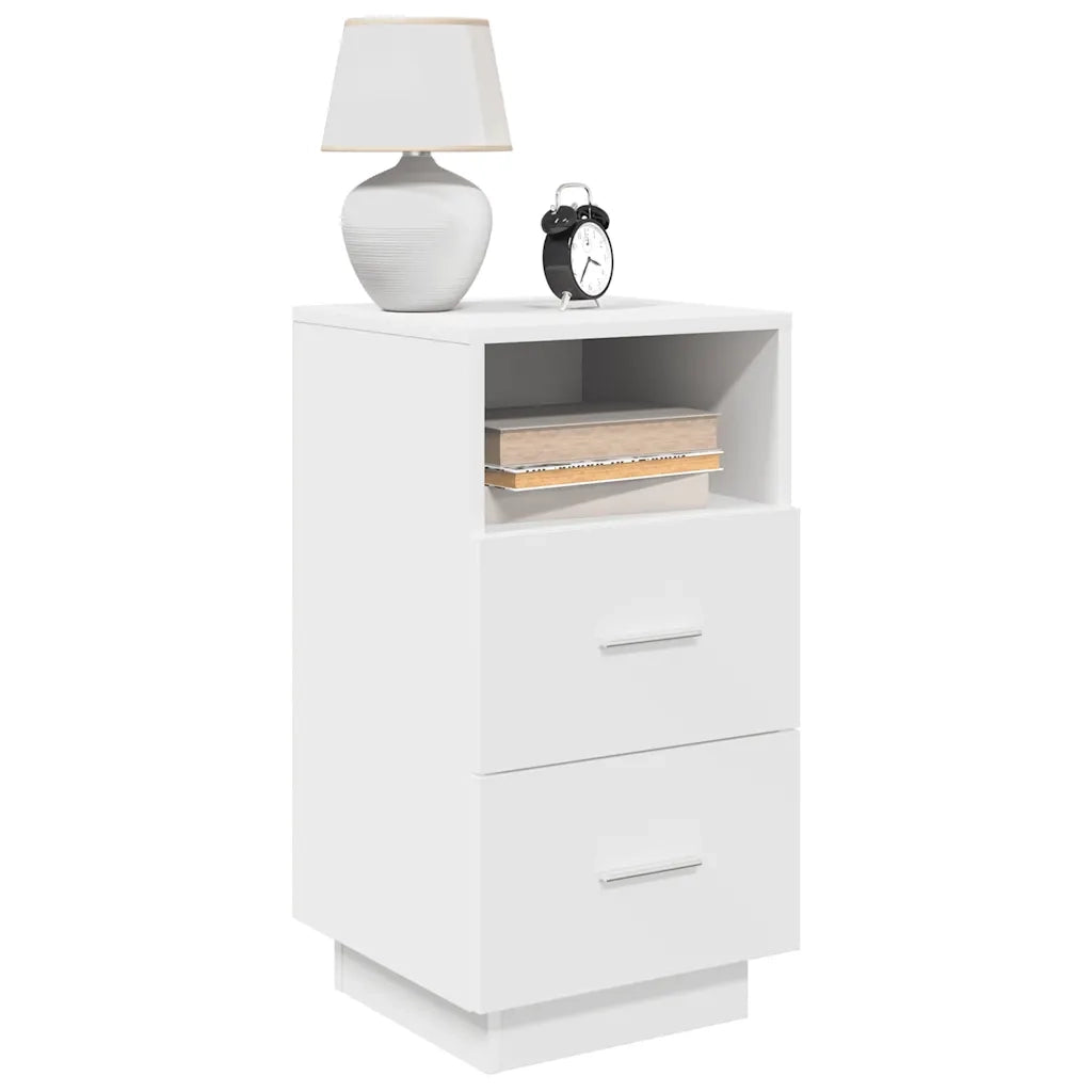 Comodini 2 pz con 2 Cassetti Bianchi 36x36x68 cm 858579