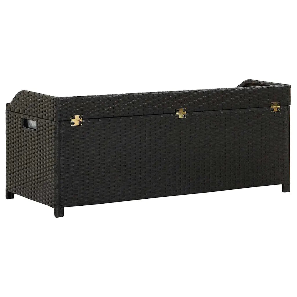 Panca da Giardino con Vano Portaoggetti-Sgabello-Panca da esterno con Contenitore 120 cm Polyrattan Nera