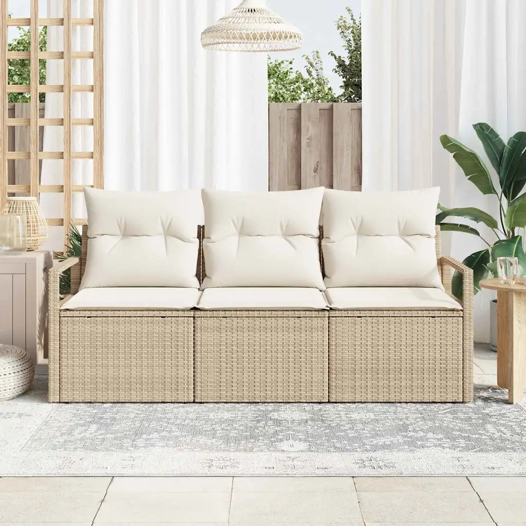 Set Divano da Giardino 3 pcs Beige e Bianco polyrattan 3354910