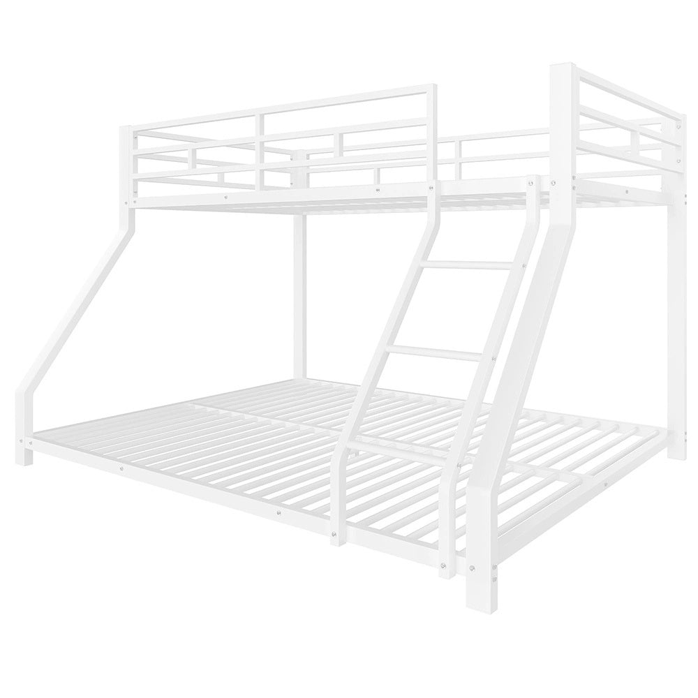 Letto a castello metallico 90+140x200cm - Xylo - bianco, EN747, sicuro