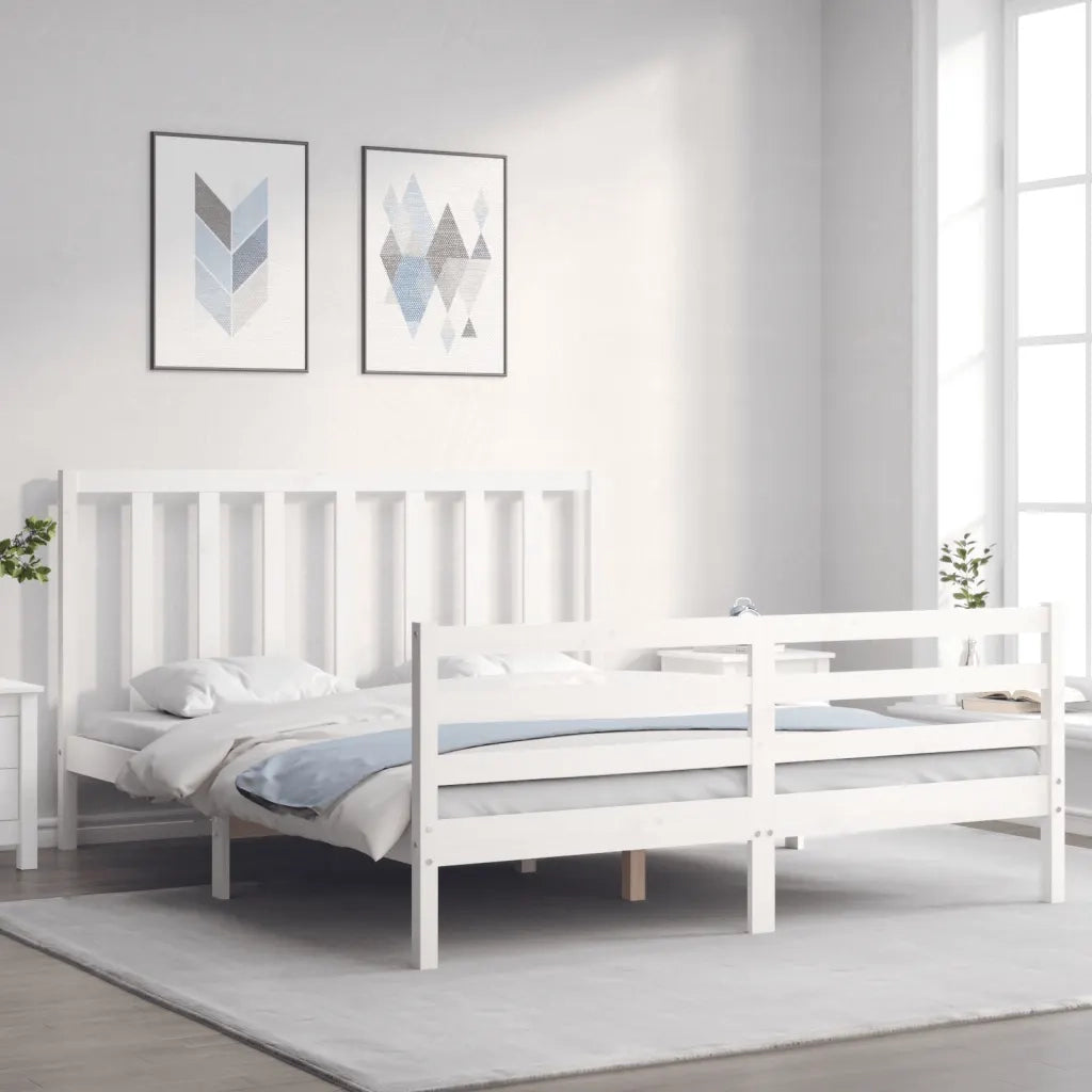 Giroletto senza Materasso-Struttura Letto Bianco 160x200 cm Legno Massello Pino 284580