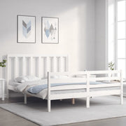 Giroletto senza Materasso-Struttura Letto Bianco 160x200 cm Legno Massello Pino 284580