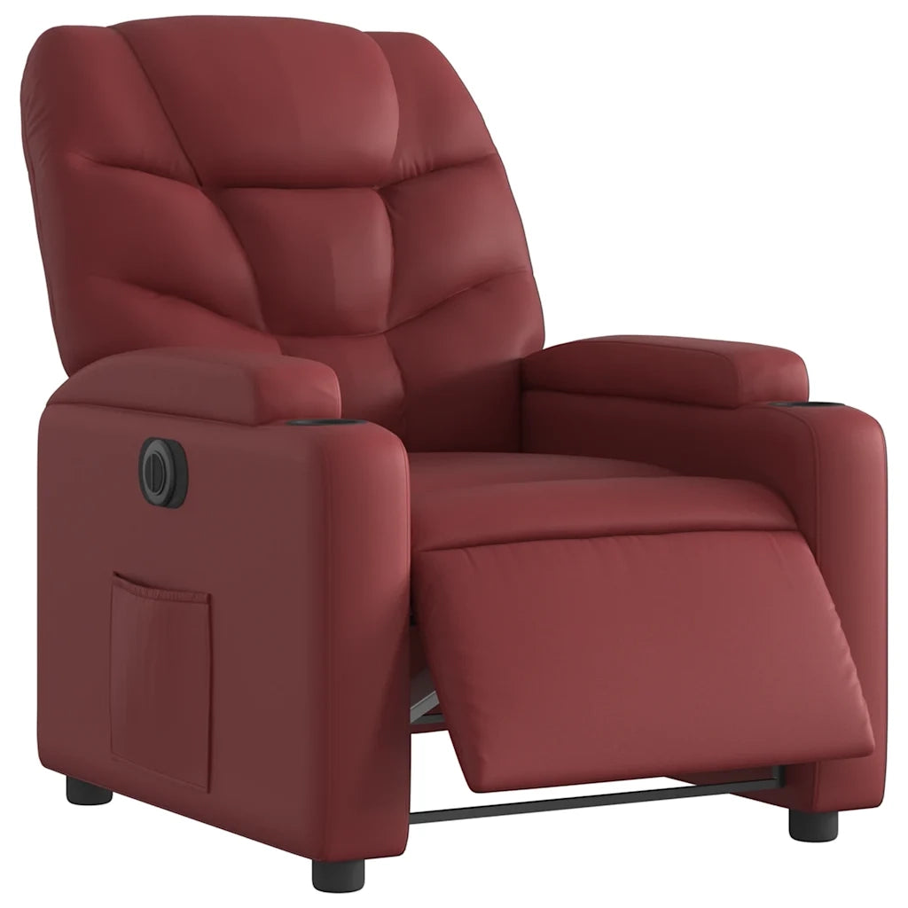 Poltrona Reclinabile Elettrica Rosso Vino in Similpelle