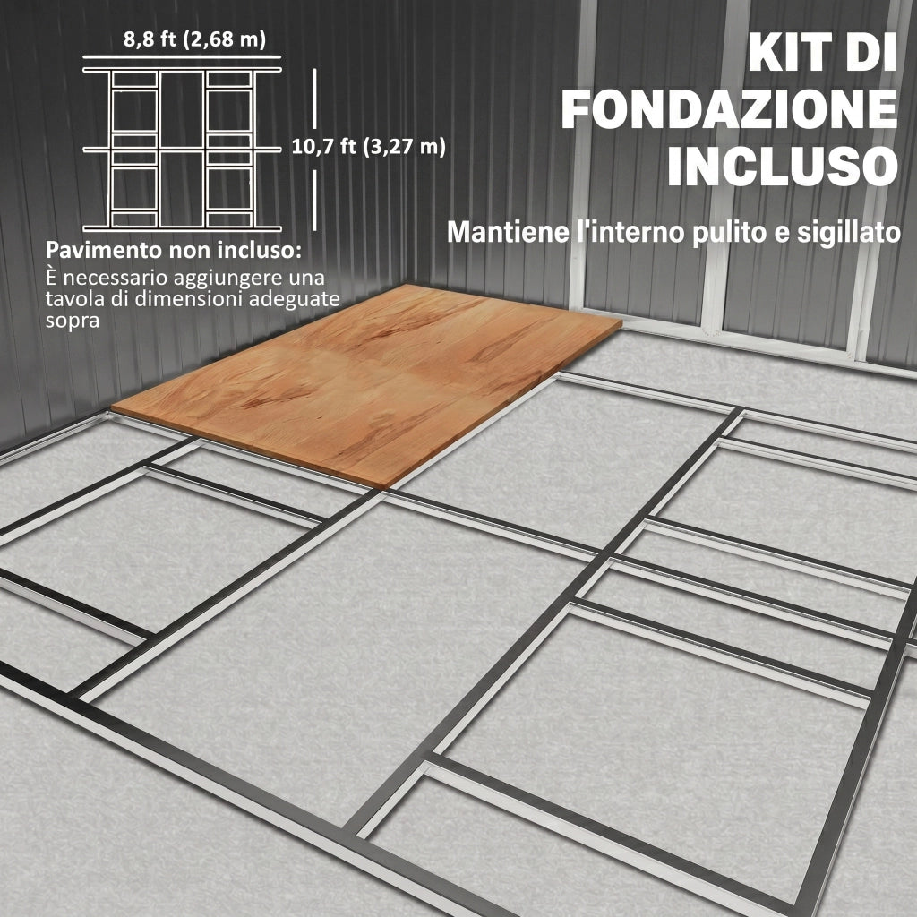 Casetta da Giardino ¨C zephmum ¨C Grigio Acciaio 340x386x200 cm