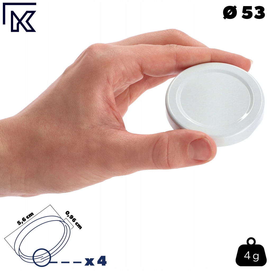 KADAX 50x Tappi per coperchio Fi 53 per barattoli, bottiglie, tappi per barattoli