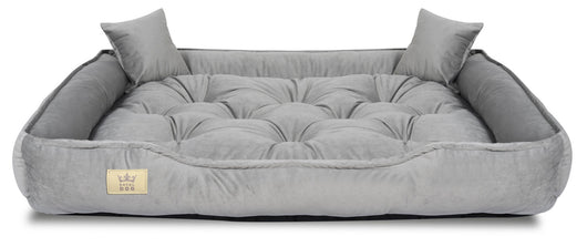 AIO FACTORY Cuccia per cani 130x105 cm in velluto grigio con cuscino impermeabile
