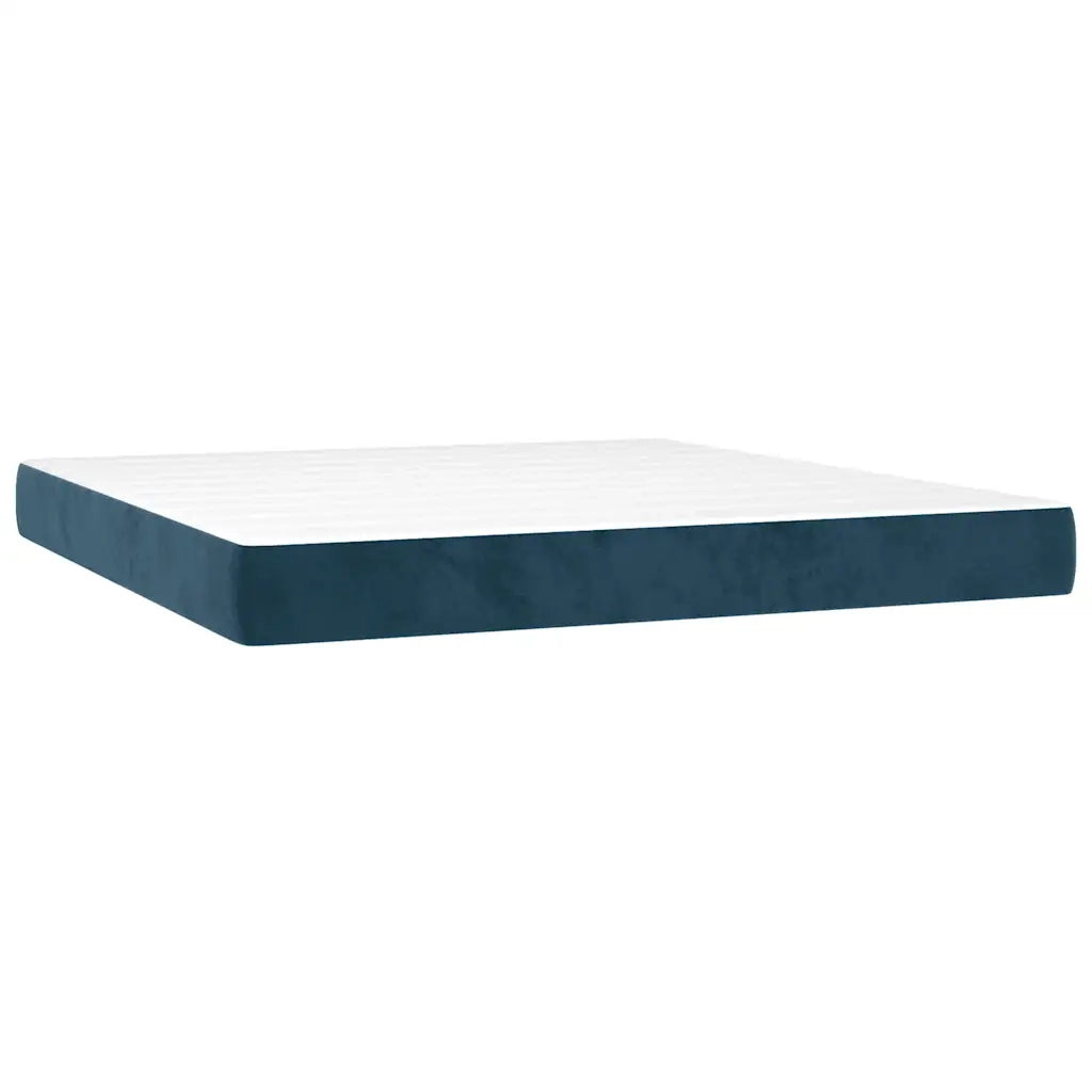Giroletto a Molle con Materasso Blu Scuro 160x200 cm in Velluto
