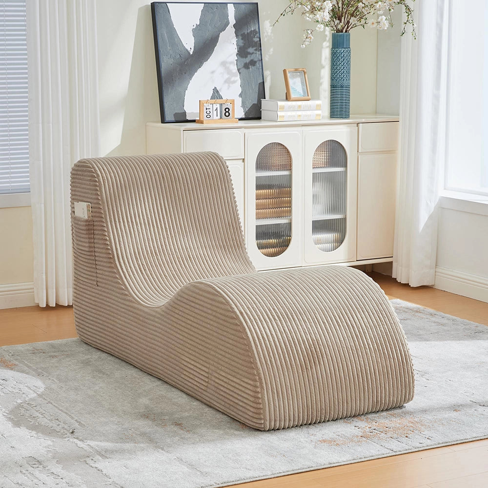Sedia relax moderna - Xylo - Design ergonomico, schiuma elastica, cuscino rimovibile, tasca laterale, kaki