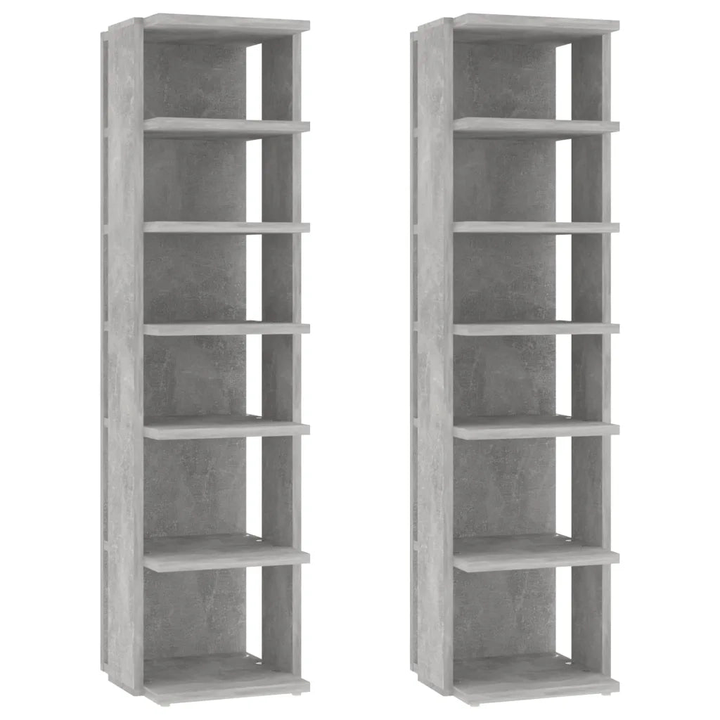 Scarpiere 2 pz-Set di 2 Scaffale per scarpe Grigio Cemento 27,5x27x102 cm