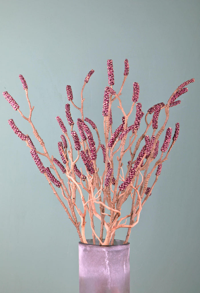 Set 3 Rami Artificiali di Callistemone Altezza 88 cm Marrone/Ciliegia/Bordeaux