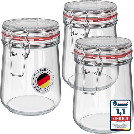 Pentola di conservazione 800 ml - vaso di fermentazione - contenitore di stoccaggio - pentola di vetro con coperchio - piccoli vasi di vetro a chiusura ermetica e robusti