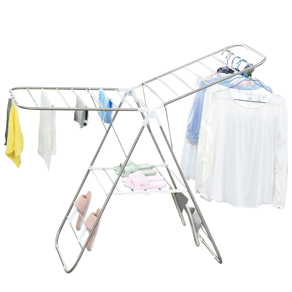 Stendibiancheria portatile telescopico ¨C zephmum ¨C Argento+Bianco 148 cm