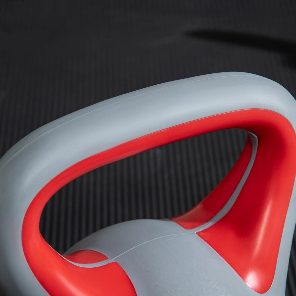Kettlebell per Allenamento 14 Kg Base Piatta e Impugnatura per Stacchi in PU e Sabbia Rosso