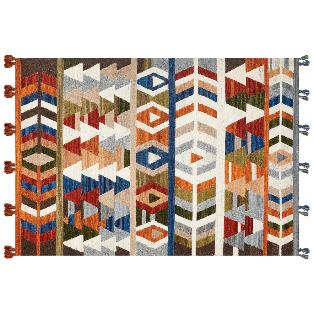 Tappeto kilim di lana multicolore fatto a mano 160 x 230 cm soggiorno camera da letto