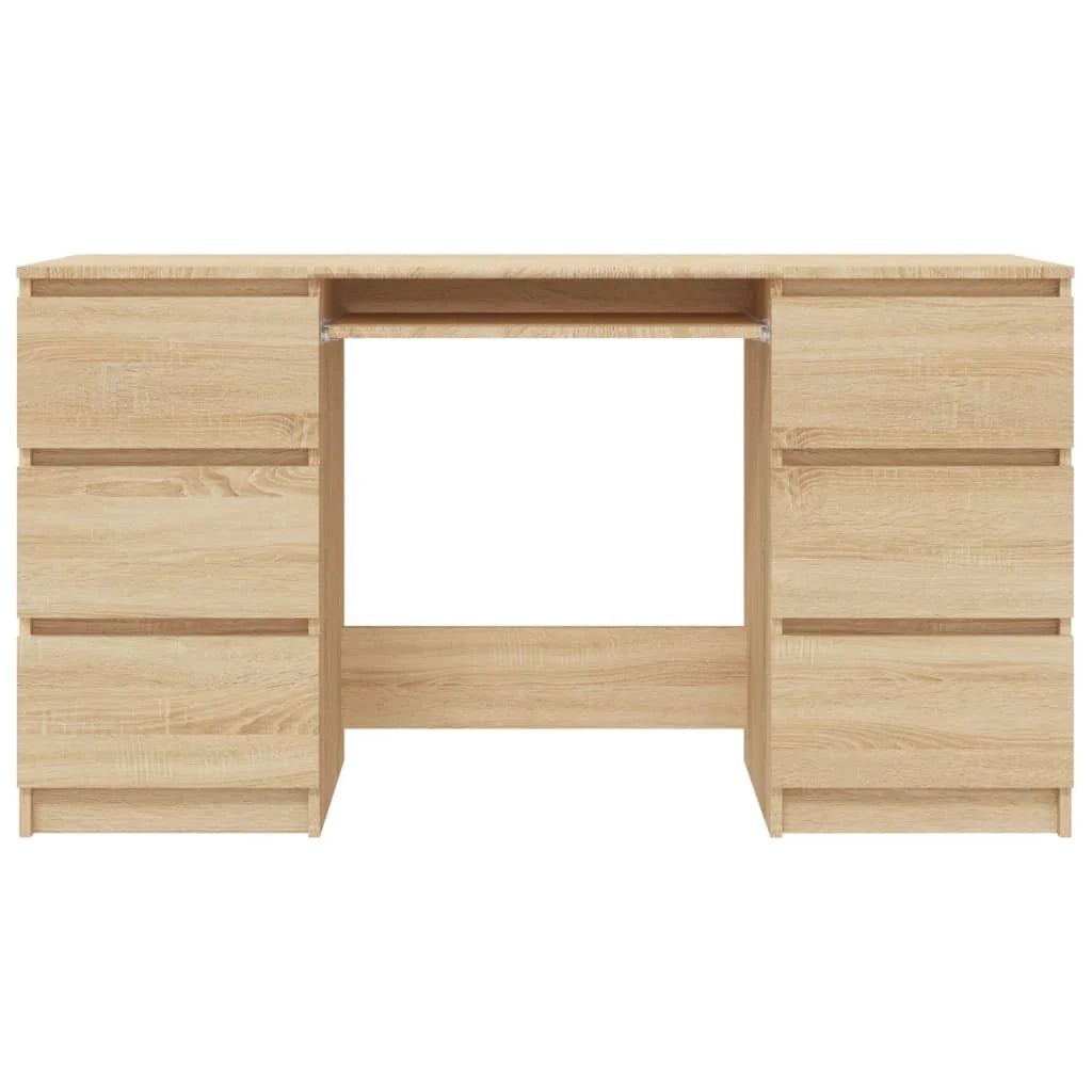Scrivania tavolo postazione di lavoro mobile per computer studio rovere Sonoma 140 x 50 x 77 cm legno ingegnerizzato marrone 02_0023656
