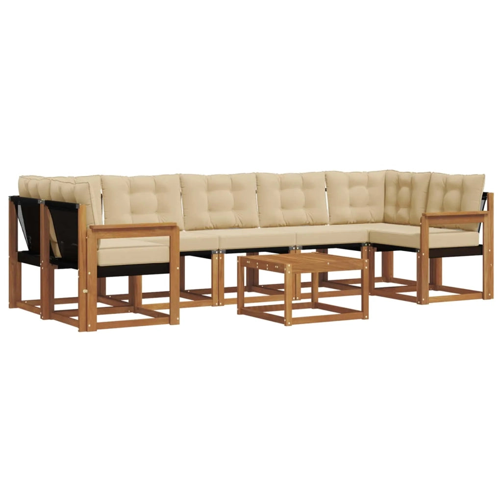 Set di divani da esterno con cuscino 8 pcs Naturale e Beige