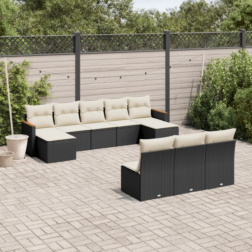 Set Divani da Giardino 10pz con Cuscini in Polyrattan Nerocod mxl 112468