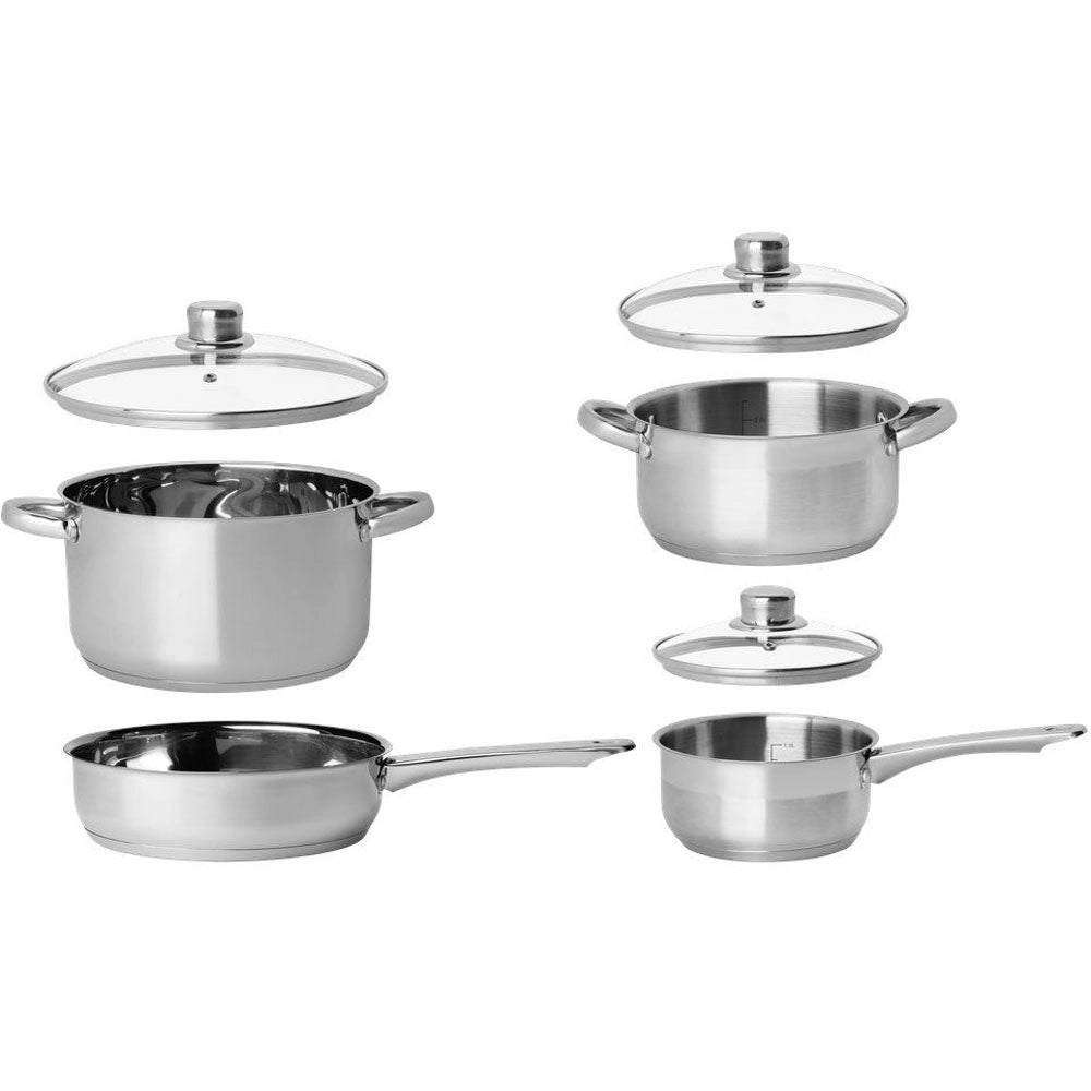 Set Batteria di Pentole di 7 Pezzi con Coperchio in Vetro Acciaio Inox