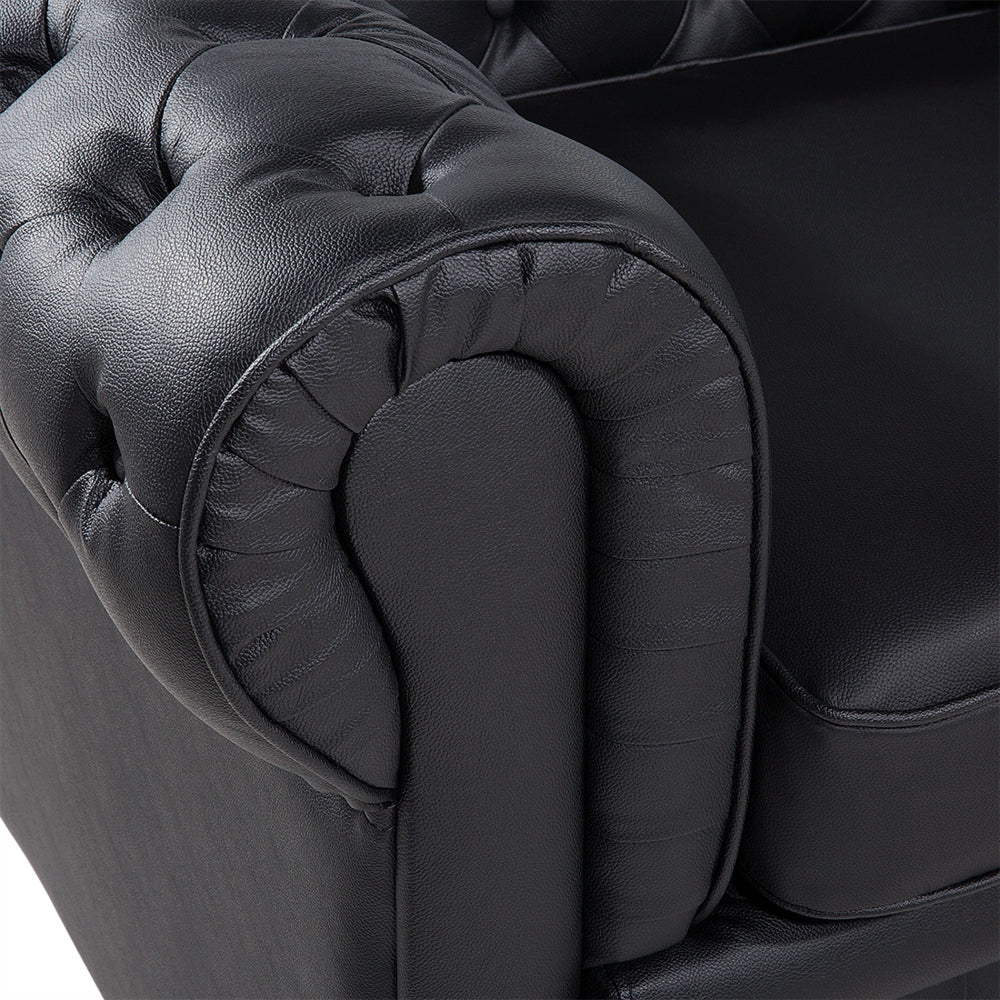 Poltrona Chesterfield nera Vera Pelle trapuntata in stile Contemporaneo