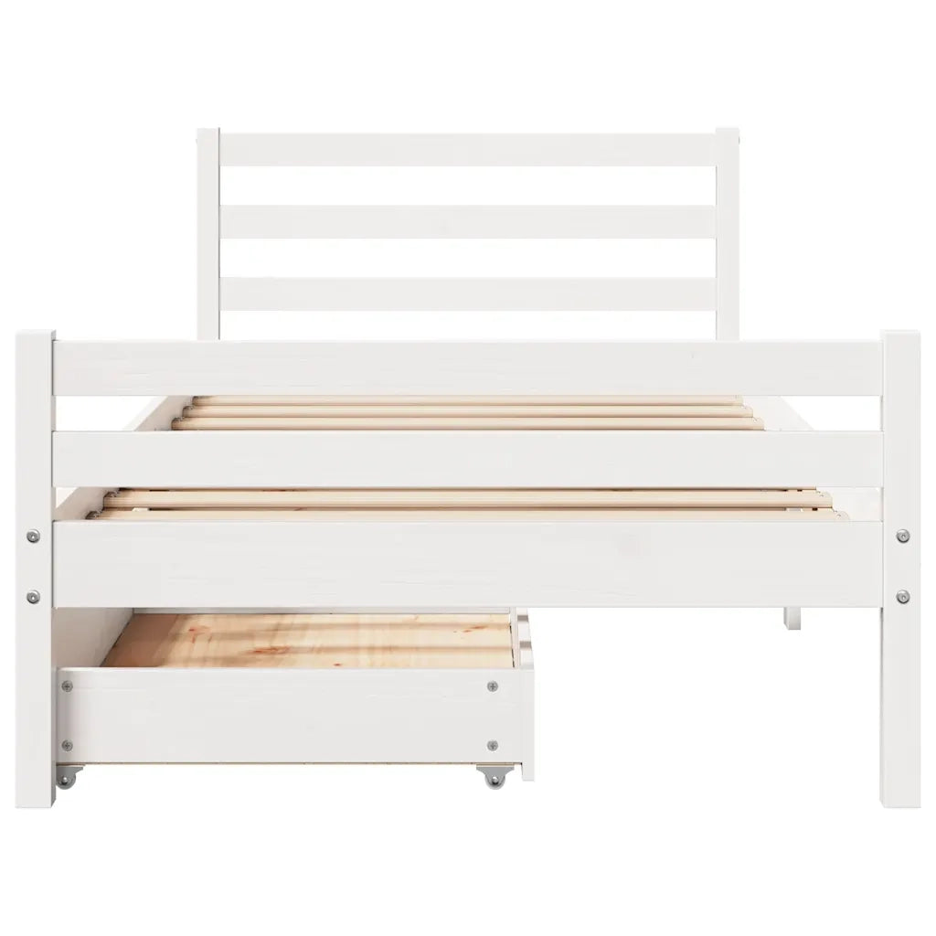 Giroletto senza Materasso Bianco 100x200 cm Legno Massello Pino 3301607