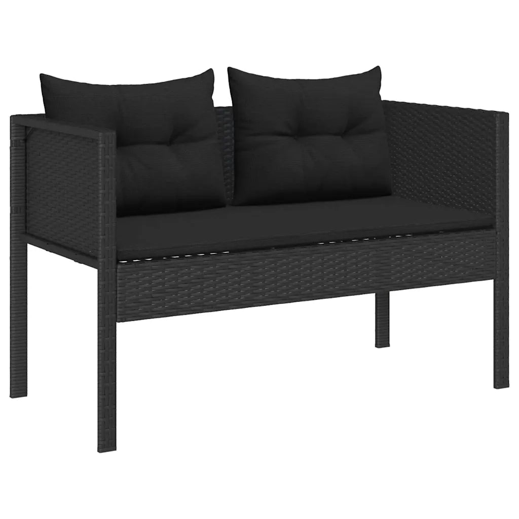 Set Divano da Giardino con cuscino 6 pz | Set Salotto da Giardino Nero polyrattan
