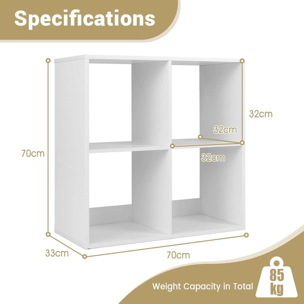 Libreria con cubi aperti 2/3/4/6, libreria compatta combinabile, con protezione antiribaltamento, moderna mensola modulare per soggiorno, studio, bianco (69,5 x 33 x 69,5 cm)