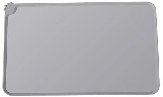 Mat di silicio per animali domestici, bordi elevati per prevenire spremitura, facile da pulire, piastra antiscivolo per cani e gatti per evitare rifiuti dai mangiatoio e dalle fonti d'acqua sul pavimento (48*30cm) - Grigio chiaro