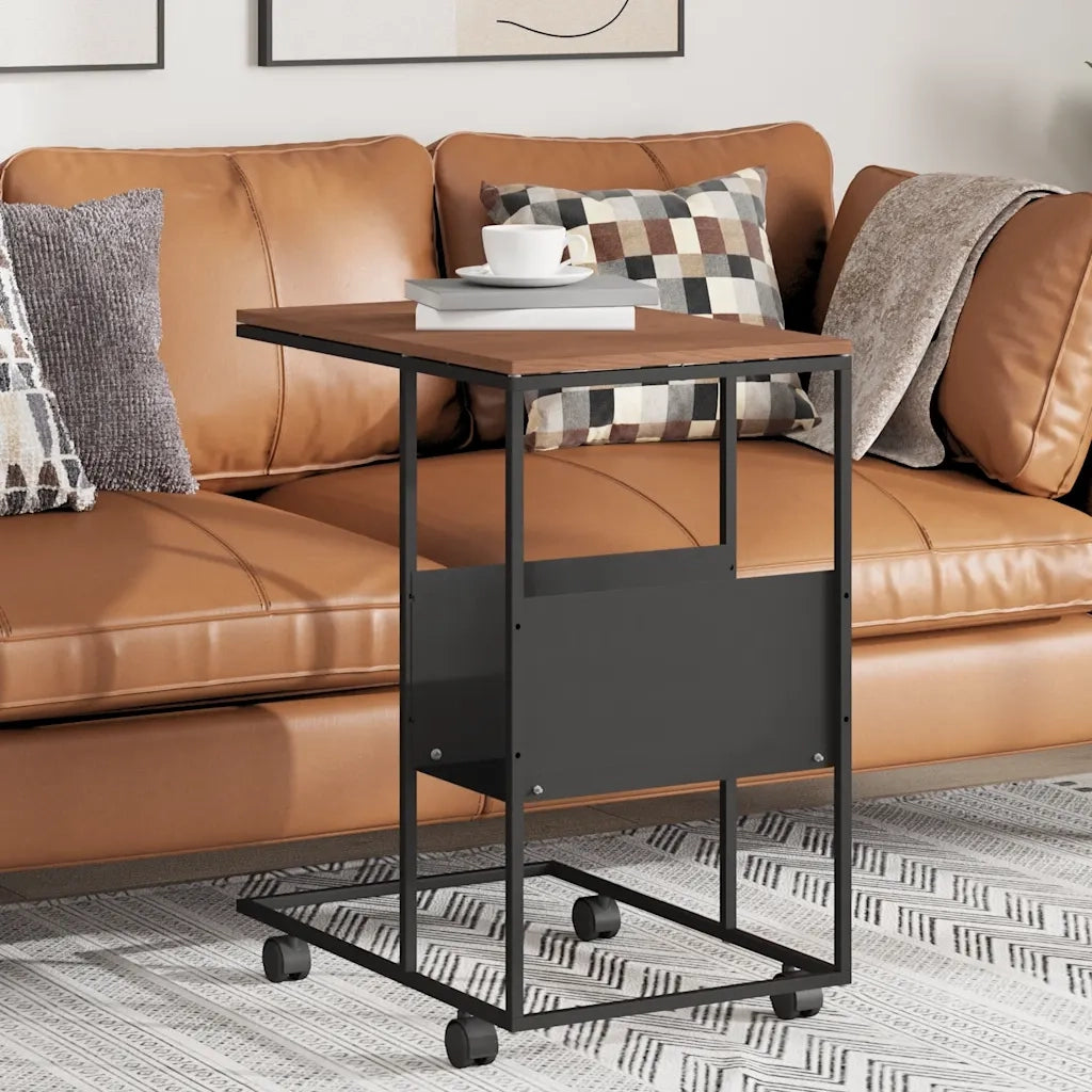 Tavolino con Ruote Nero 55x36x63,5 cm in Legno Multistrato 343108