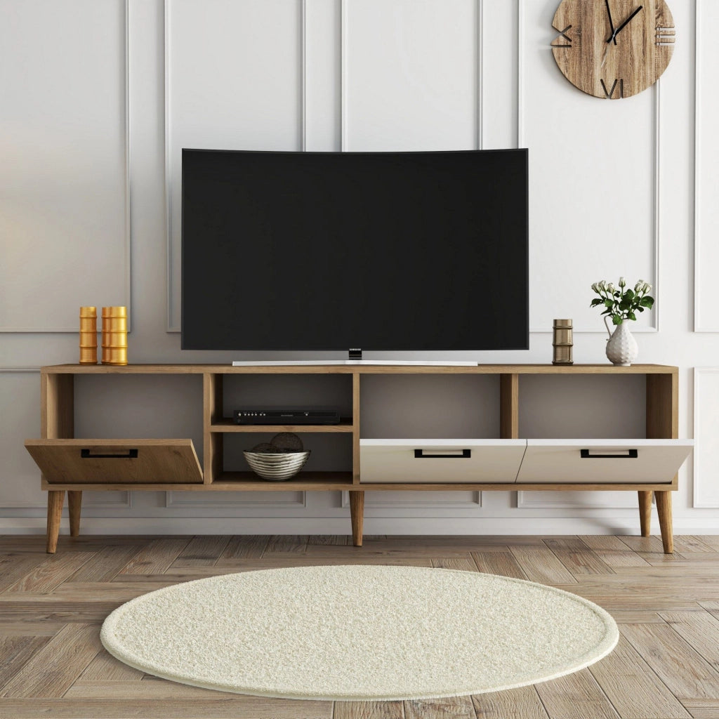 Porta TV in legno "Exxen" - 180 x 35 x 53 cm - Bianco
