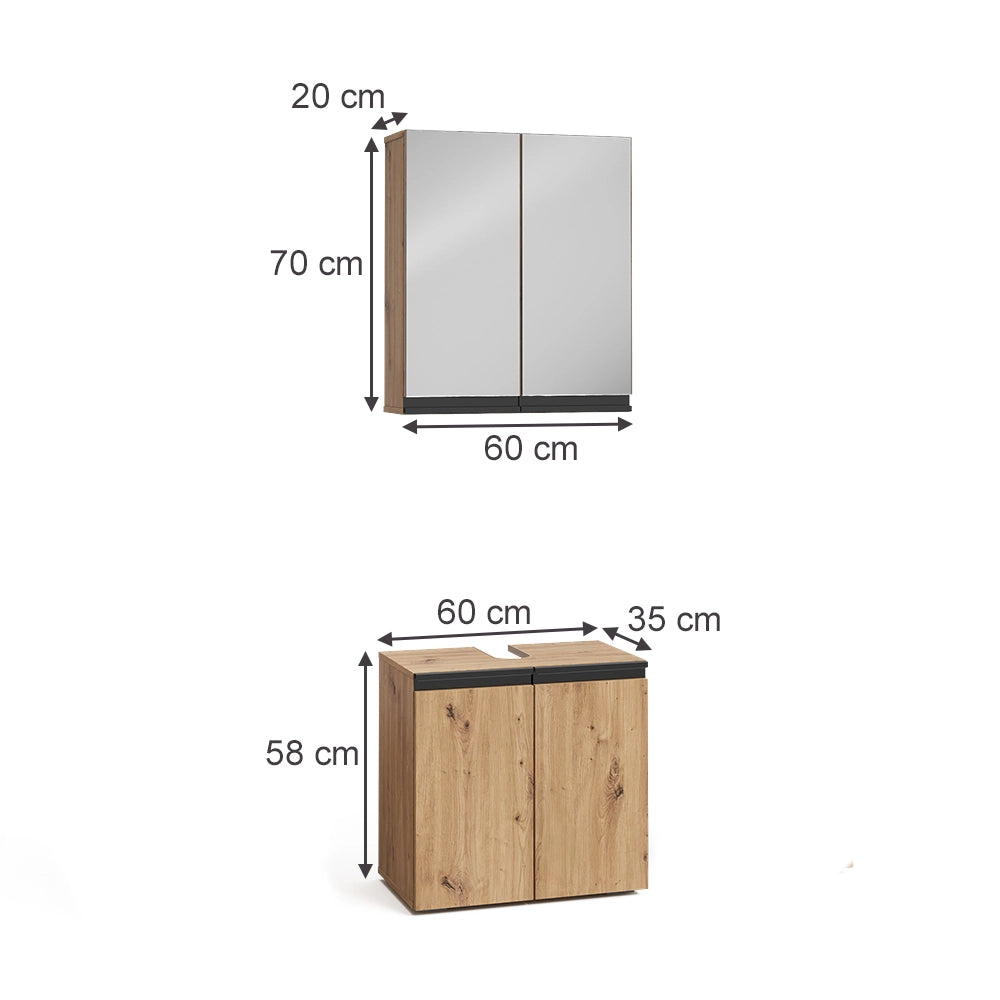 Vicco Set di mobili da bagno Artigiano 2 parti