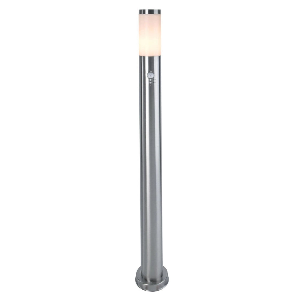 NOVA Lampione LED E27 acciaio palo esterno sensore movimento luce giardino sentiero viale cortile 230V 110cm CON SENSORE