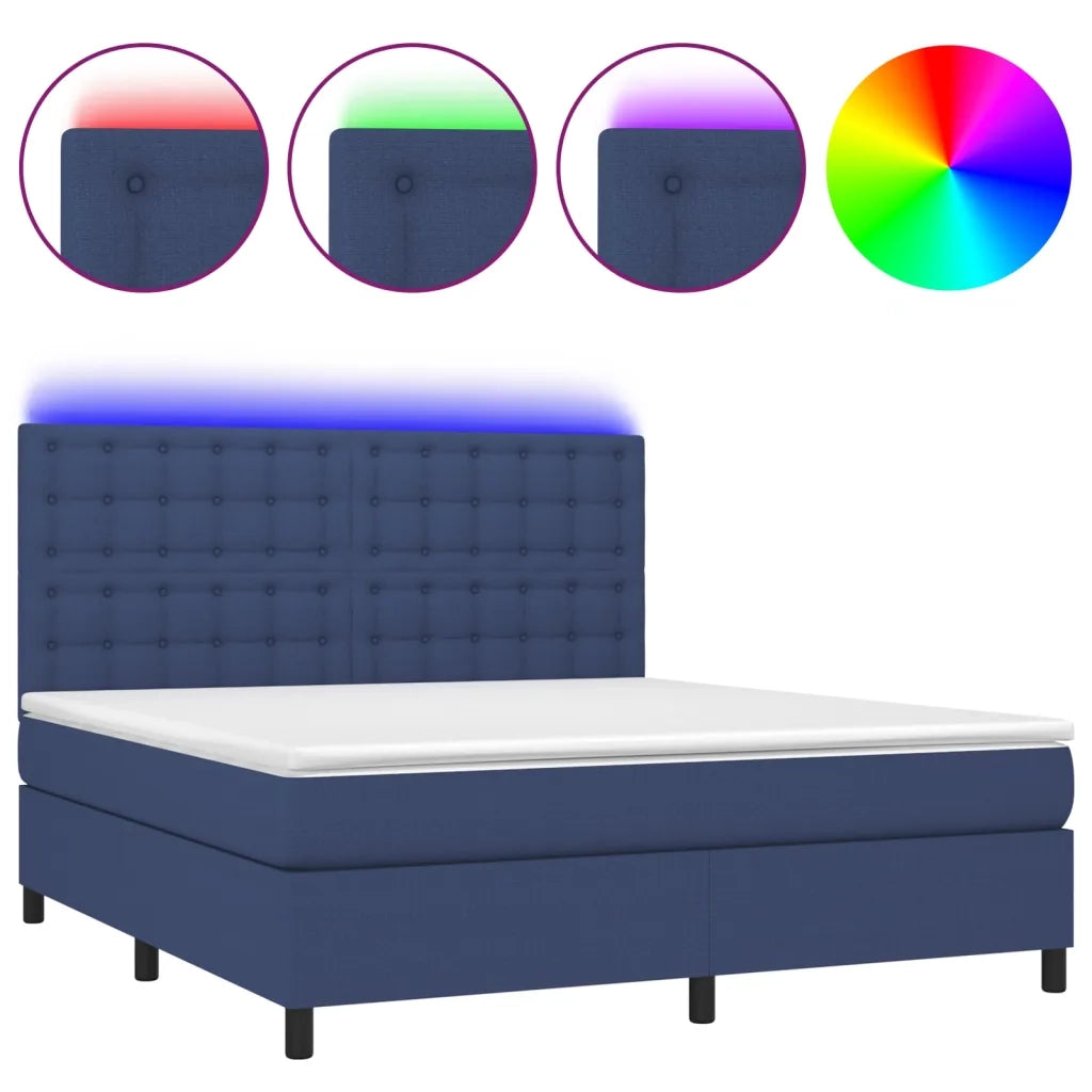 Letto a Molle con Materasso e LED Blu 180x200 cm in Tessuto 3135219