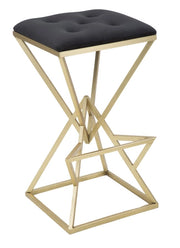 Sgabello da Bar Piramid 40x40x75 cm in Ferro e Vetro Oro e Nero