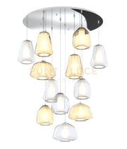 SOSPENSIONE CROMO 12 LUCI TONDA VETRI (ALPHA 2 X AM + 1 X TR) (BETA 2X AM + 2X TR ) (GAMMA 2X AM + 3X TR) 1176CR-S12 T ABG-TA
