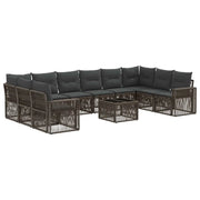 Set Divano da Giardino 11 pcs Grigio e Grigio Scuro polyrattan