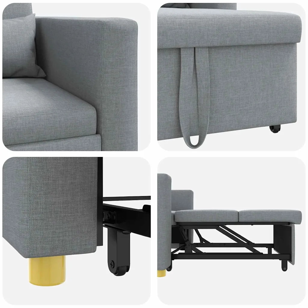 vidaXL Divano Letto Singolo Grigio chiaro 90 x 165 x 87 cm Tessuto