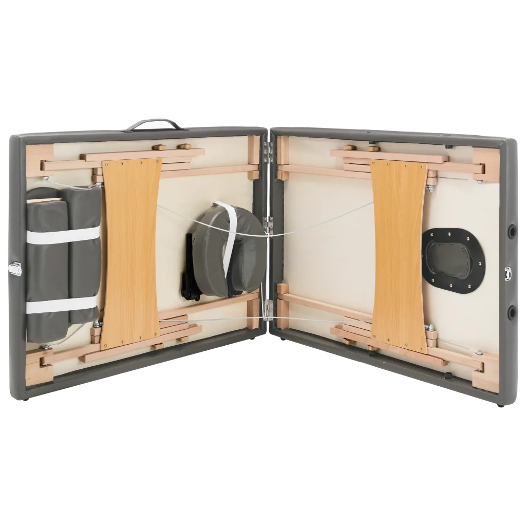 Lettino da Massaggio 2 Zone Telaio in Legno Antracite 186x68cm 110171