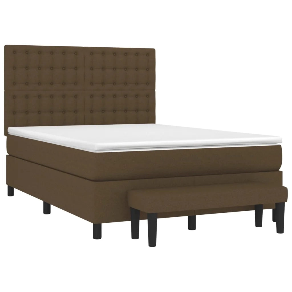 Giroletto a Molle con Materasso Marrone Scuro 140x190cm Tessuto