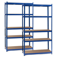 Set 2x Scaffali a incastro per carichi pesanti Blu 100x50x200cm 5 ripiani 200kg/piano